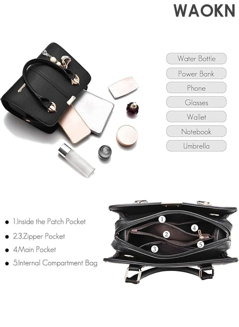 Elegant Women's Handbag Shoulder Bags , Backpacks Travel Bag , Shopper Satchel Messenger Messenger Bag , Pouch Waterproof PU Leather , Fashionable and versatile , large capacity handbag , unisex , black . - Image 5